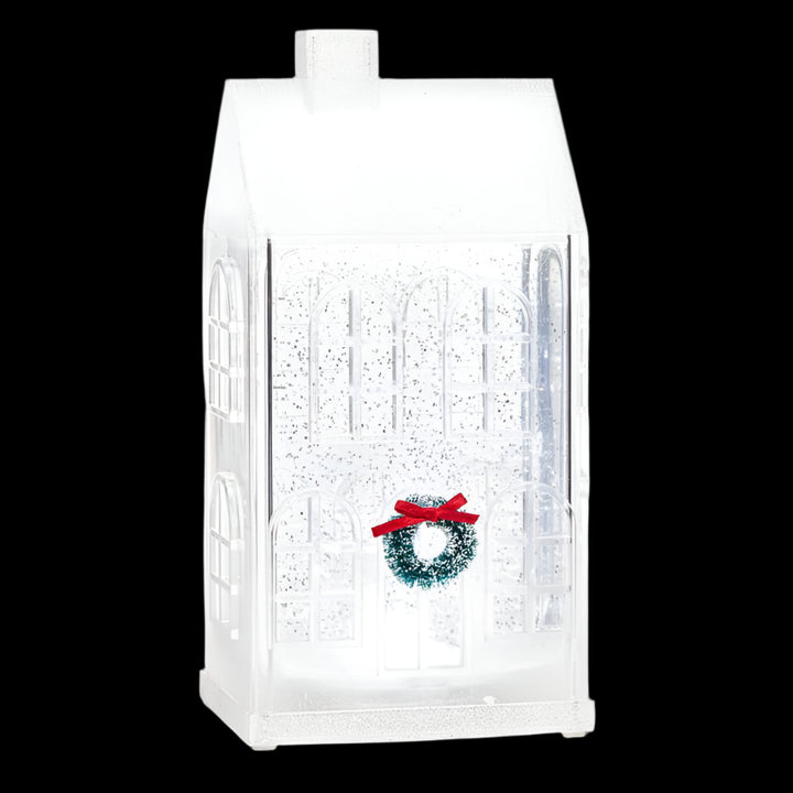 Tall Christmas House LED Water Globe Lantern