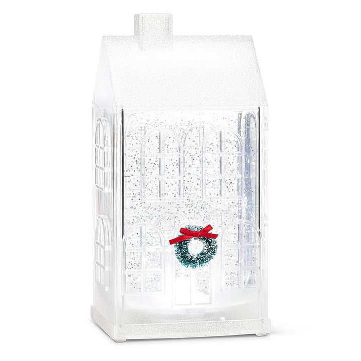 Tall Christmas House LED Water Globe Lantern