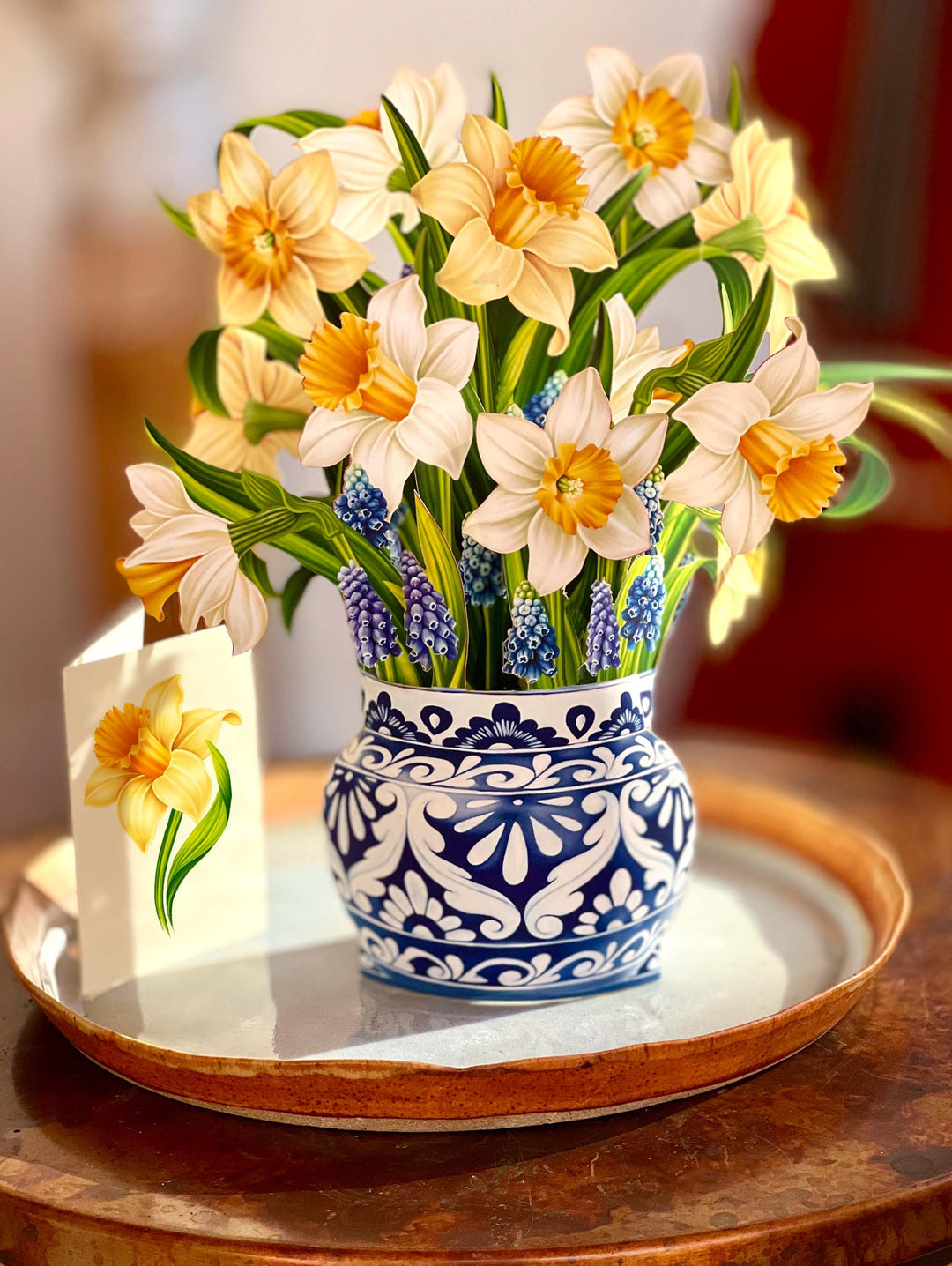 Pop Up Flower Bouquet Greeting Card - Daffodils