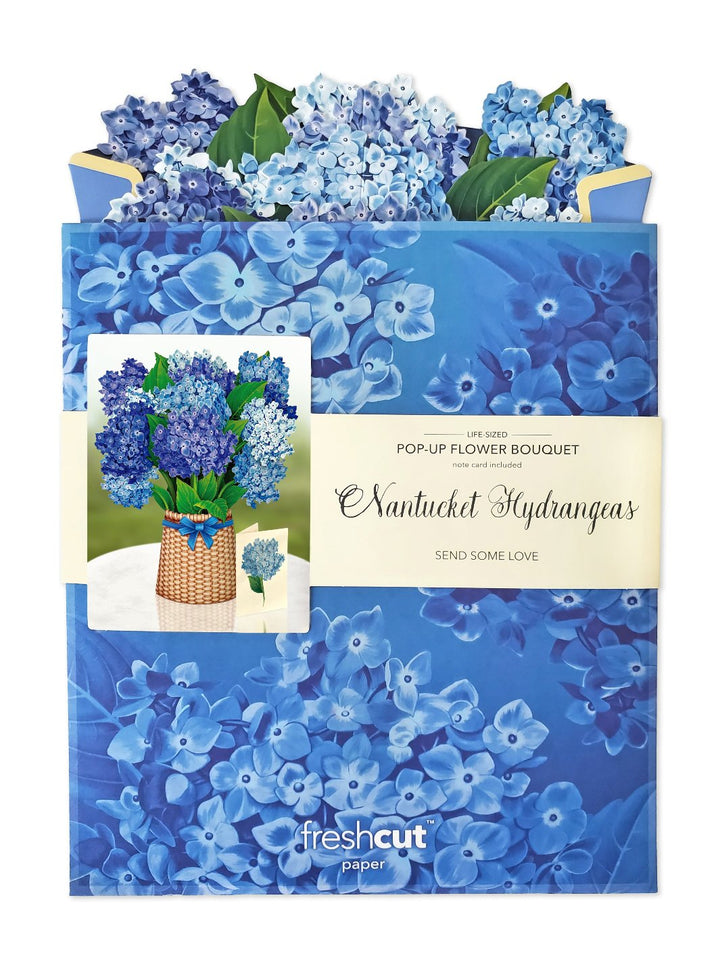 Pop Up Flower Bouquet Greeting Card - Nantucket Hydrangea