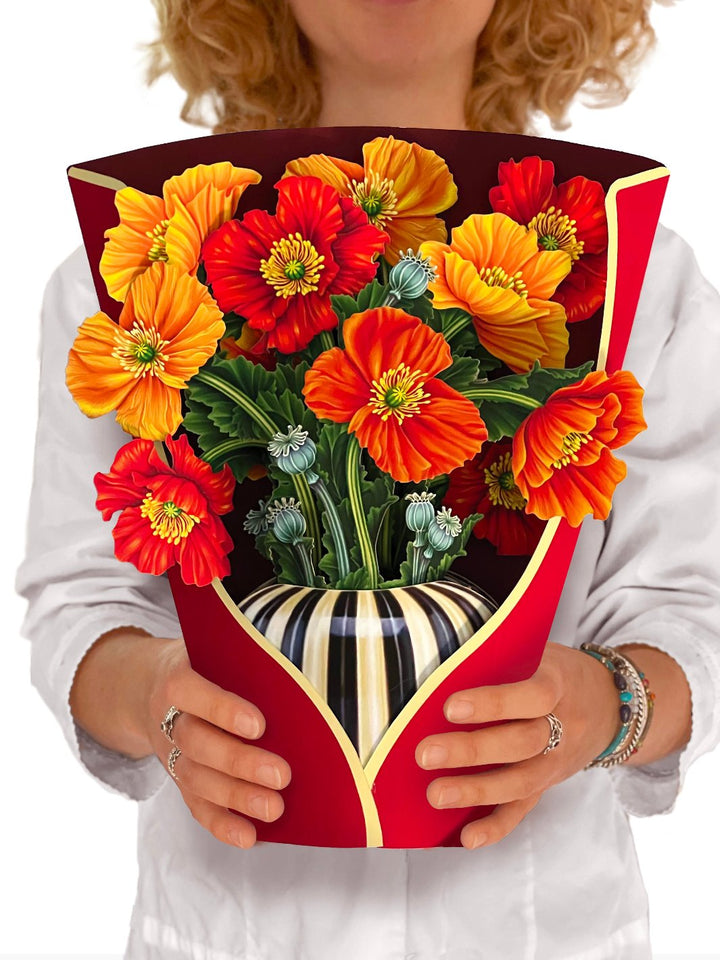 Pop Up Flower Bouquet Greeting Card - French Poppies