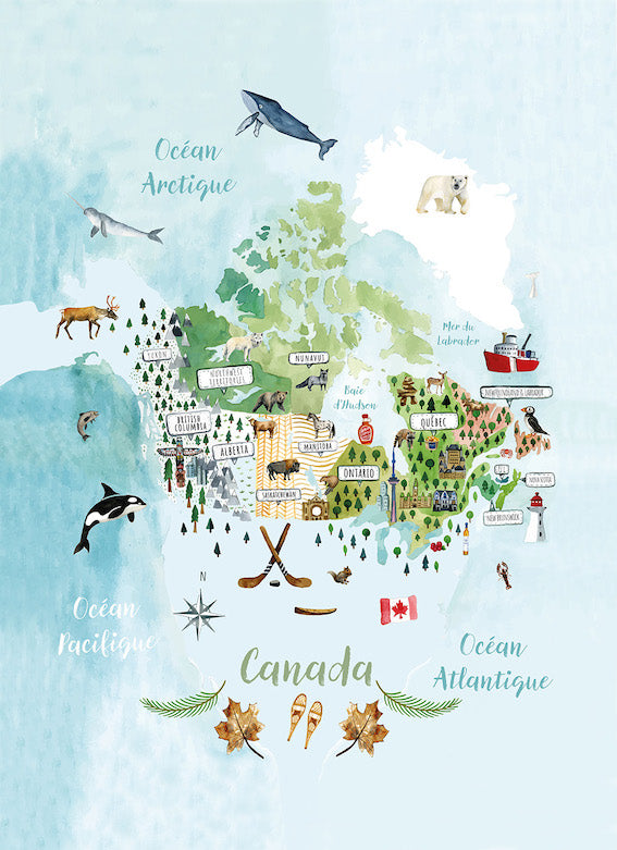 Canada Map Tea Towel