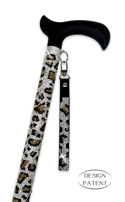 Jacqueline Kent Fancy Walking Cane - Rhinestone Encrusted Leopard