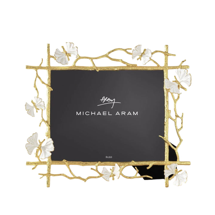 Michael Aram Handcrafted Butterfly Ginkgo Gold  picture Frame 8x10 horizontal