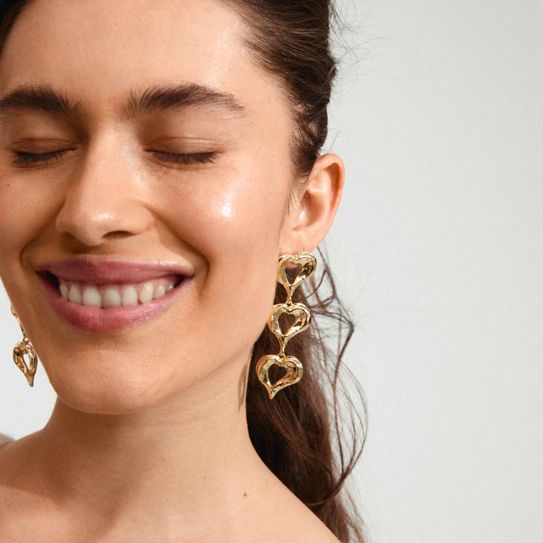 Pilgrim Jewelry TIDE Recycled Heart Dropped Earrings Gold Plated