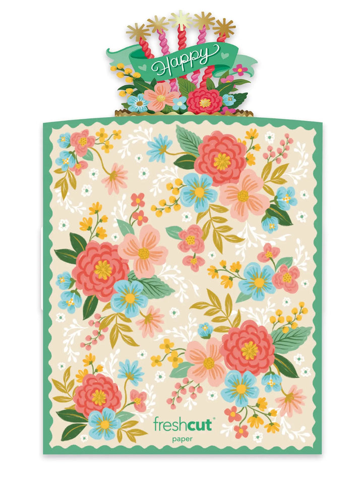 Pop Up Flower Bouquet  Greeting Card | Blooming Birthday Cake
