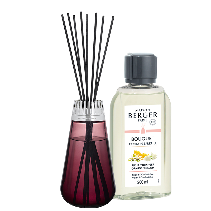6653 Maison Berger Amphora Reed Diffuser Gift Set Red with  200ml Orange Blossom Fragrance