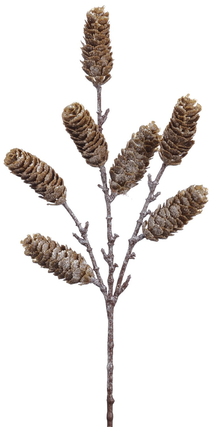Silver Glitter Pinecone Pick 15”