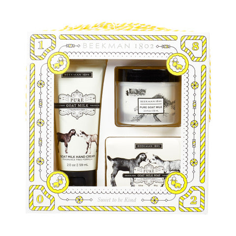 Beekman 1802 Pure Goat Milk 2OZ Hand Cream, 2OZ Body Cream & 3.5OZ Bar Soap Gift Set