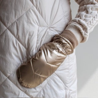 Womens fashion winter puffer mittens Rosegold