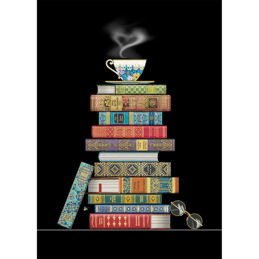 Book Pile Greeting Card