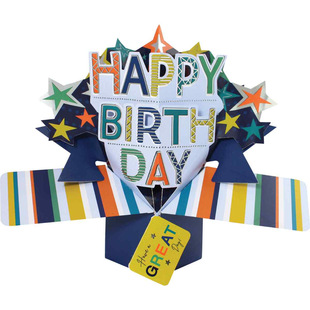 Pop Up Greeting Card - Happy Birthday have a great day - Stars