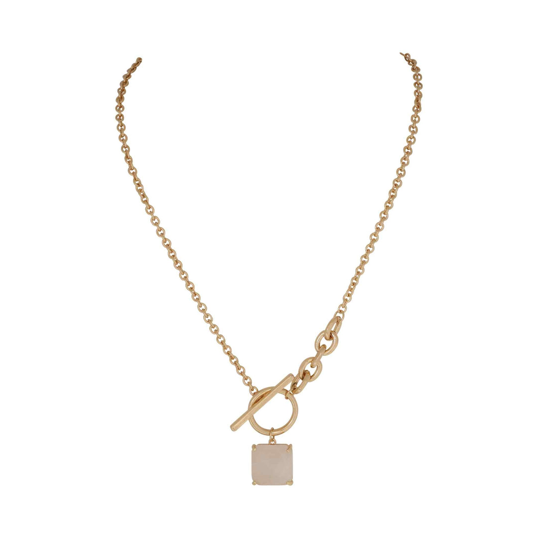 Merx - Gold Necklace with Rose Quartz Pendant