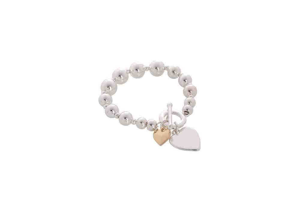Merx - Chunky Bracelet Silver with Heart Charms