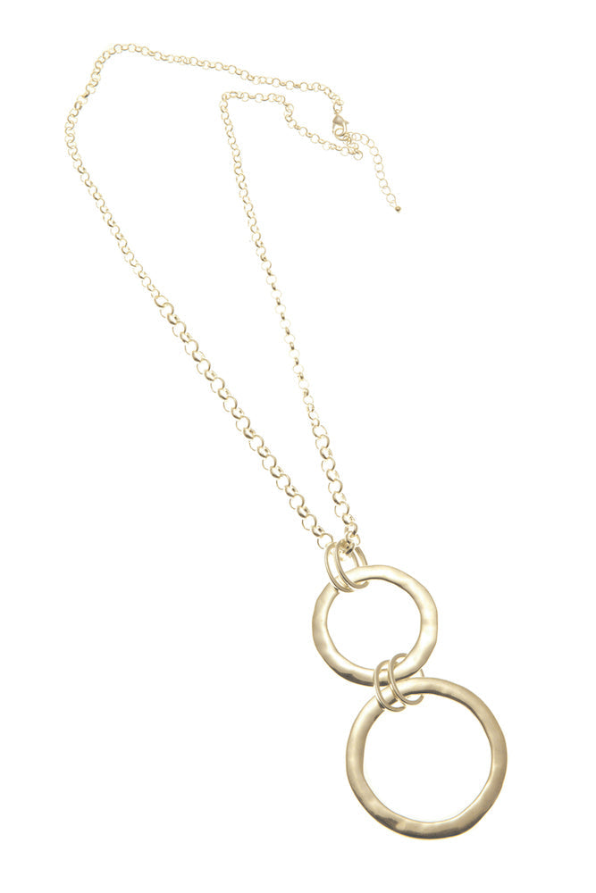 Merx - Gold Chain Necklace With Double Circle Pendant