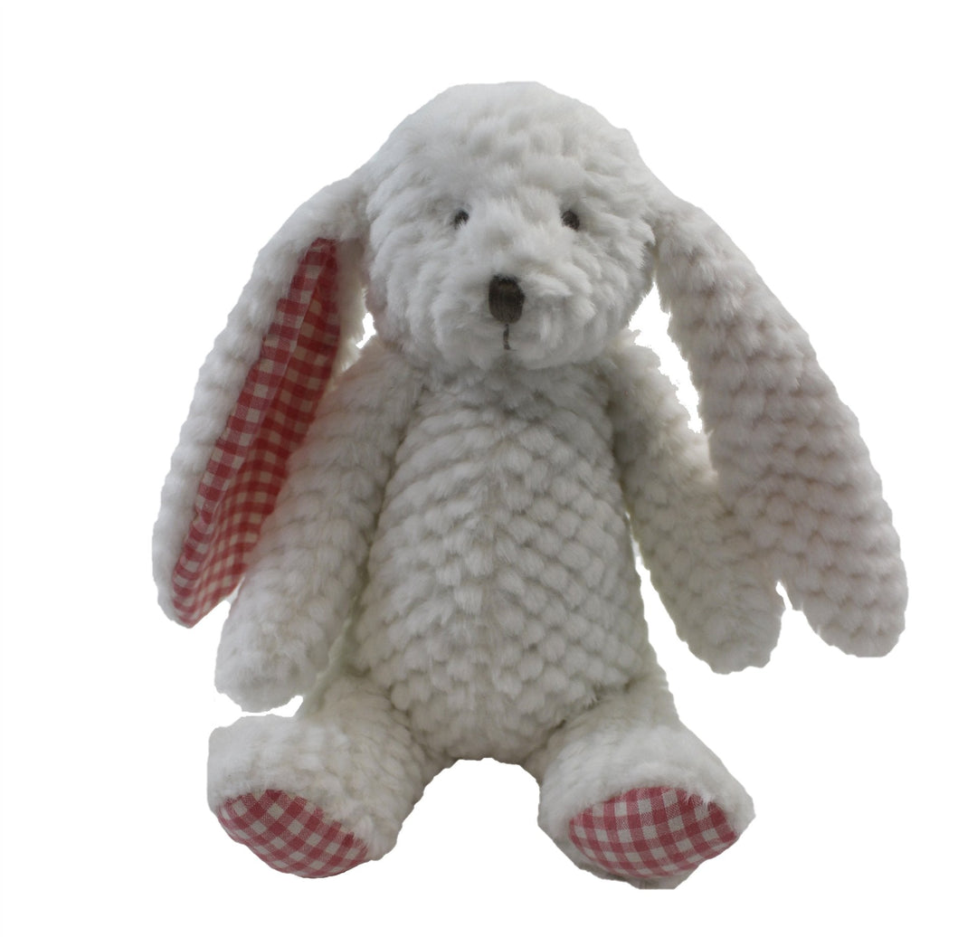 Plush White Rabbit With Gingham Detail