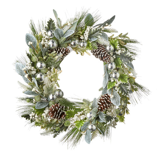 30" Frosted Pinecone Wreath