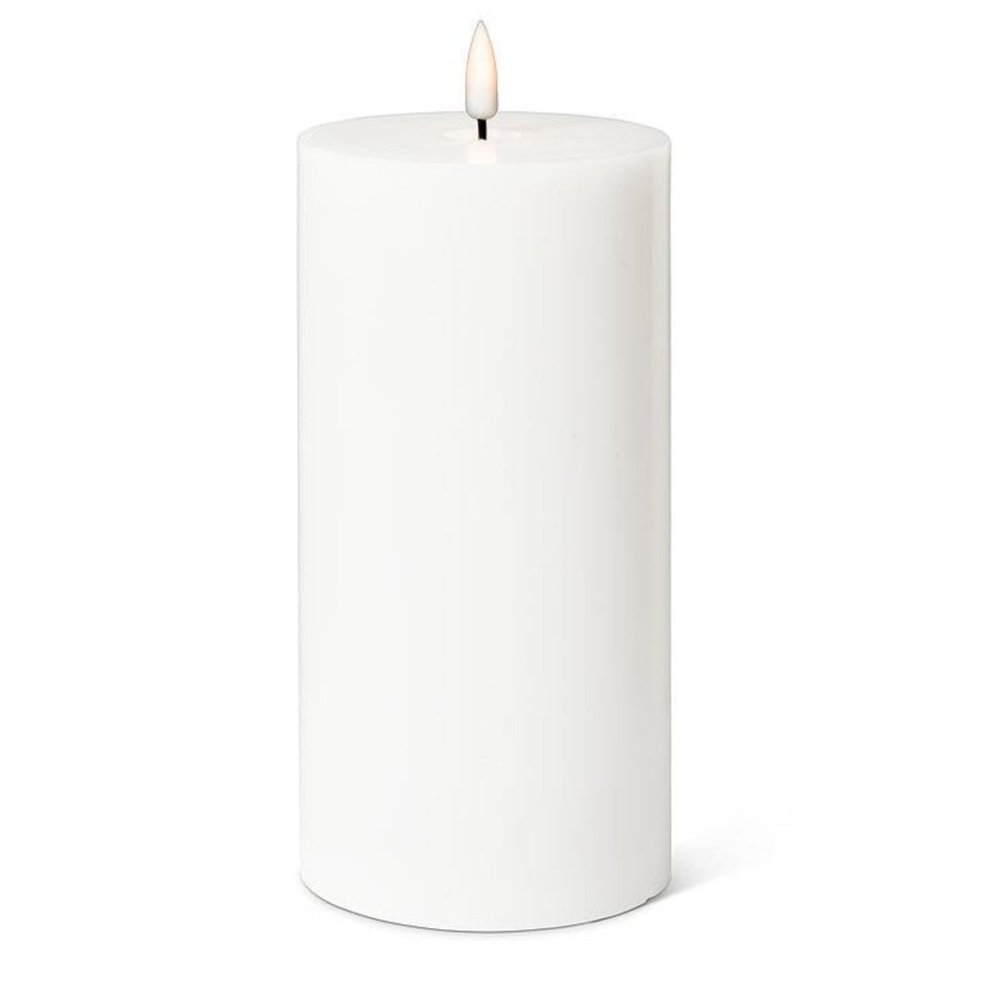 LED White Pillar Candle 4X8"H