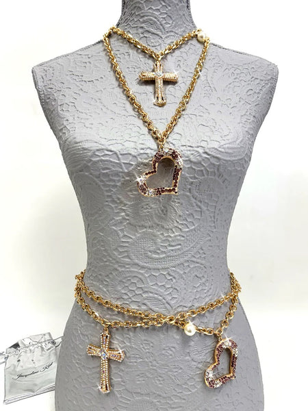 3 IN 1 BELT/NECKLACE CROSS MY HEART - Jacqueline Kent – Crafted Decor