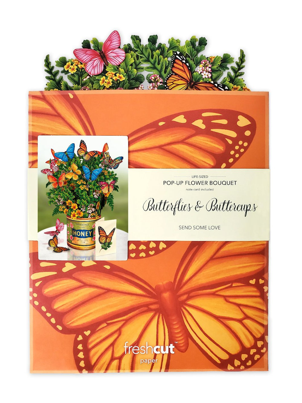 Pop Up Flower Bouquet Greeting Card - Butterflies & Buttercups