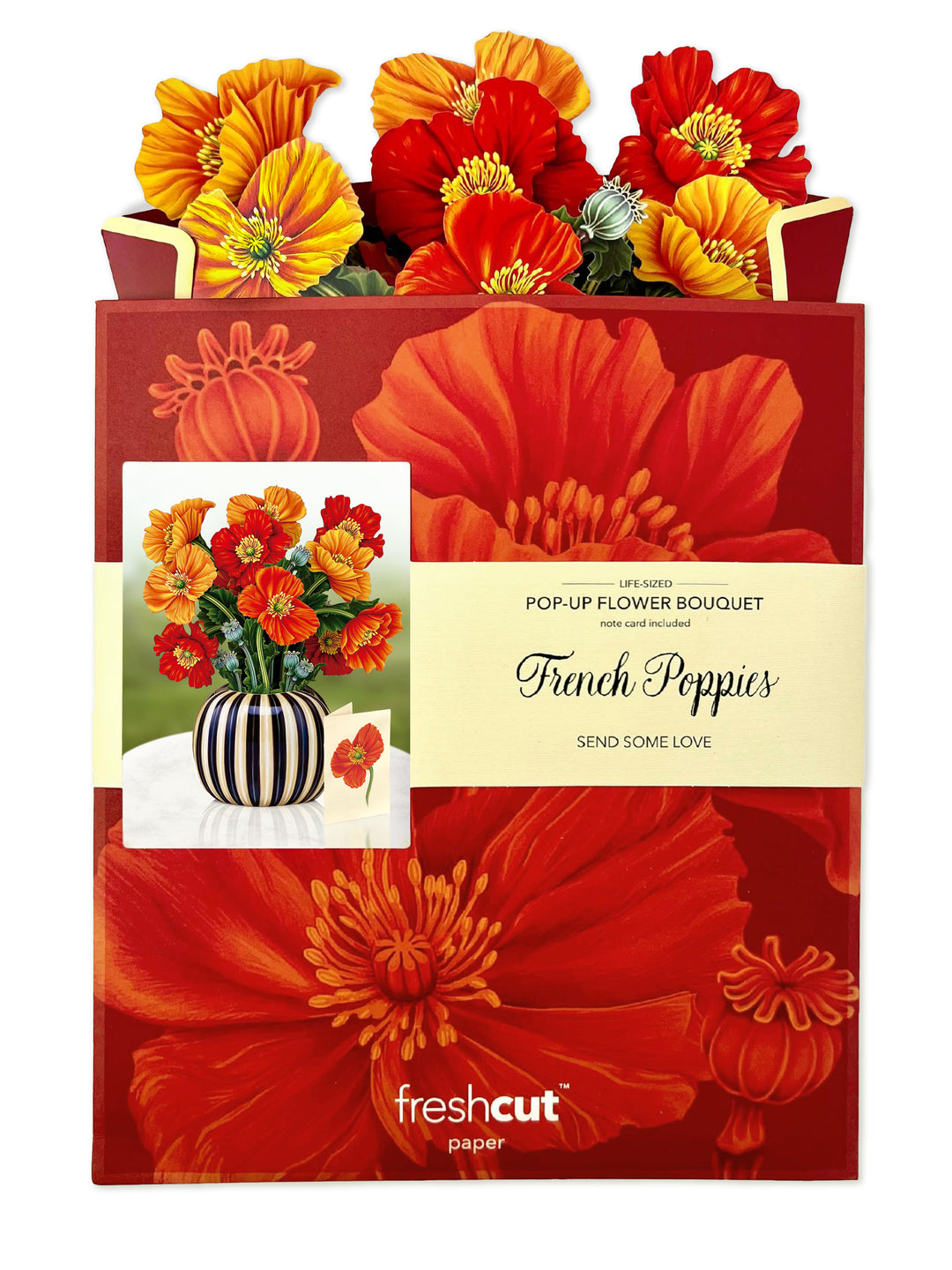 Pop Up Flower Bouquet Greeting Card - French Poppies