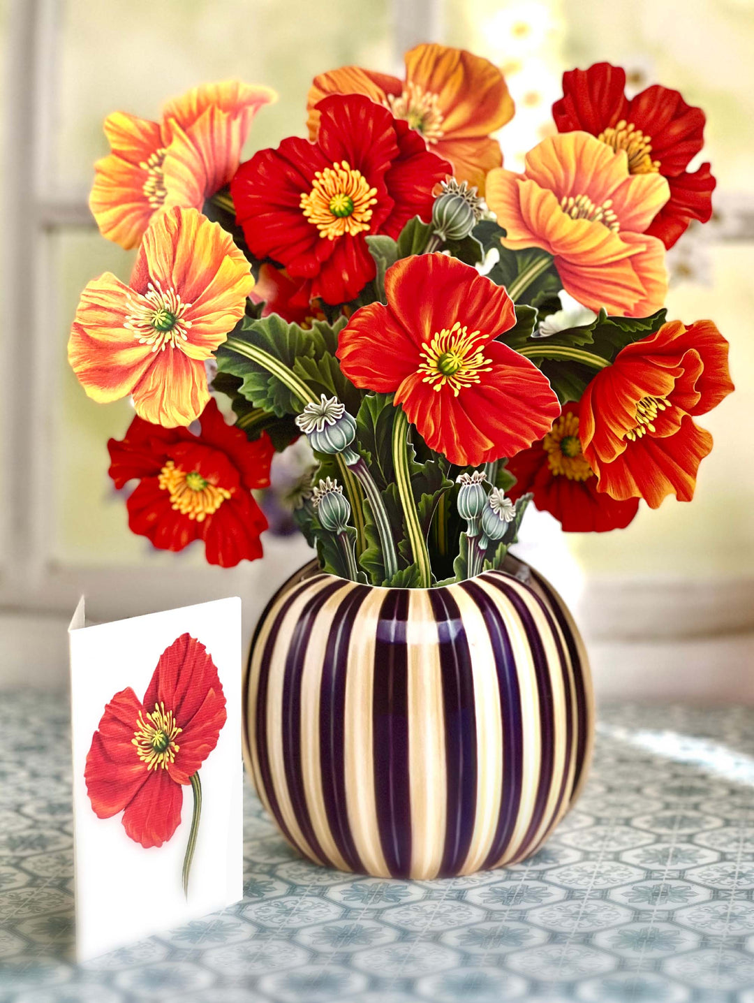 Pop Up Flower Bouquet Greeting Card - French Poppies