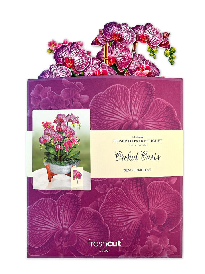 Pop Up Flower Bouquet Greeting Card - Orchid Oasis