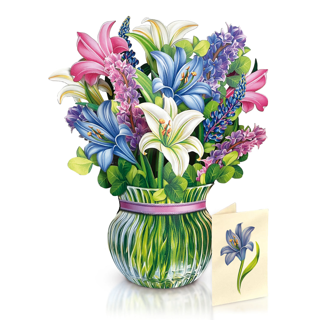 Pop Up Flower Bouquet Greeting Card - Lillies & Lupines