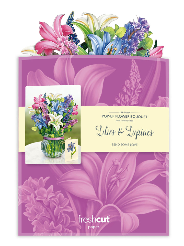 Pop Up Flower Bouquet Greeting Card - Lillies & Lupines