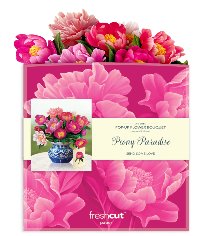 Pop Up Flower Bouquet Greeting Card - Peony Paradise