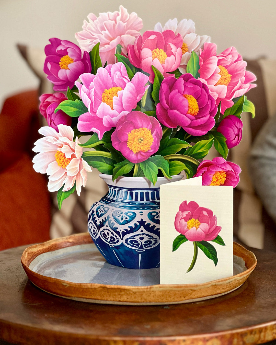 Pop Up Flower Bouquet Greeting Card - Peony Paradise