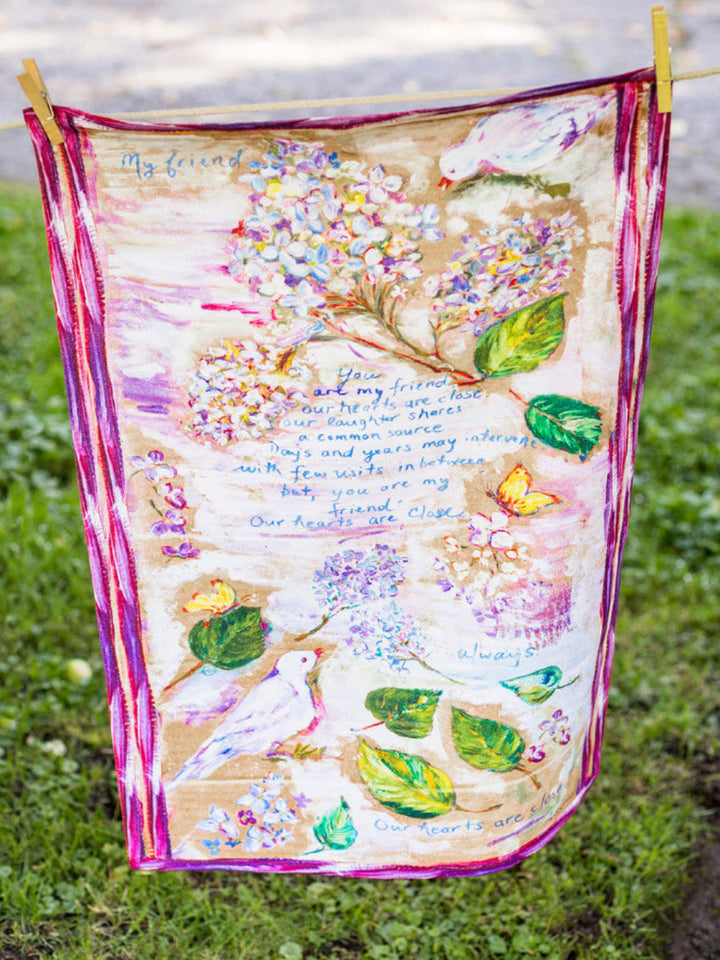 April Cornell My Friend Watercolor Tea Towel