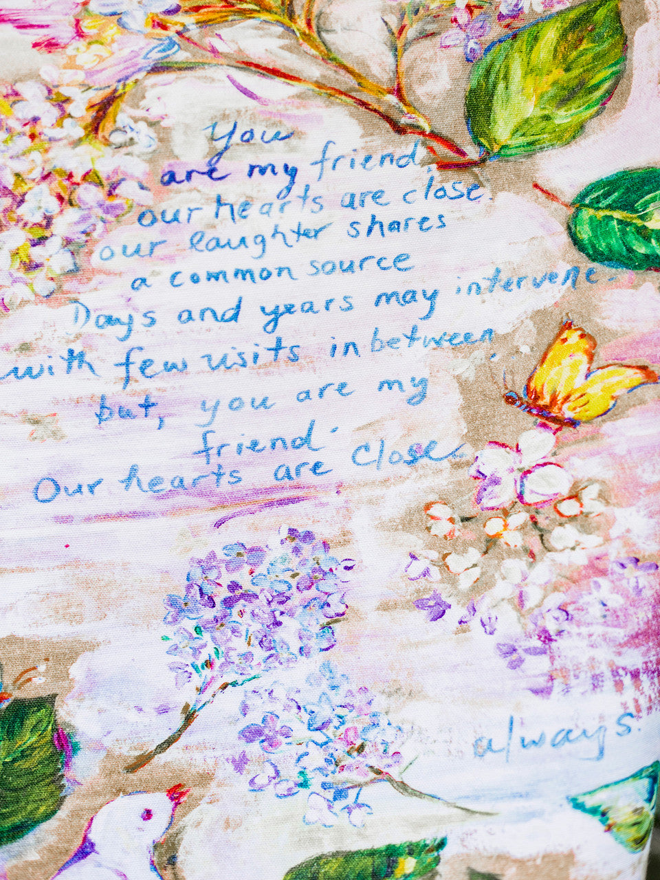 April Cornell My Friend Watercolor Tea Towel