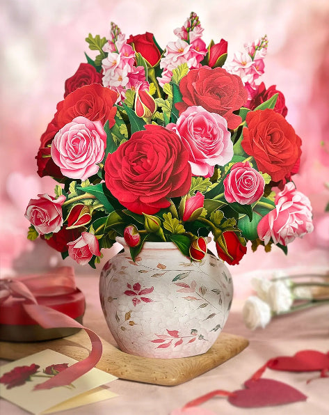 Pop Up Flower Bouquet  Greeting Card | Blooming Roses