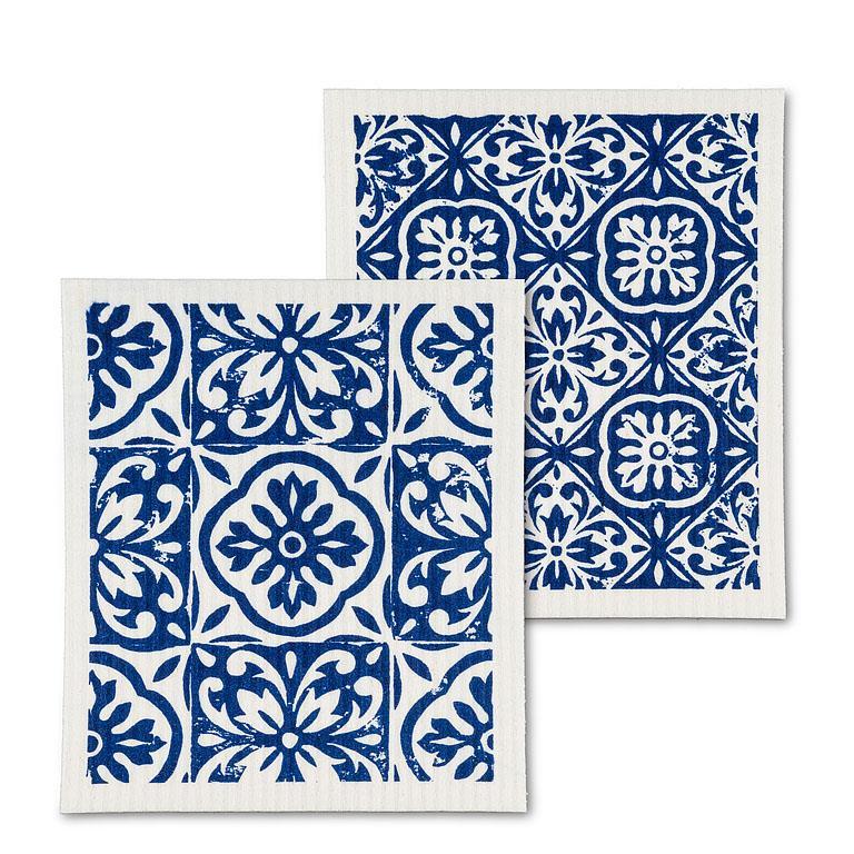 Blue Tile Swedish Dishcloths Set of 2