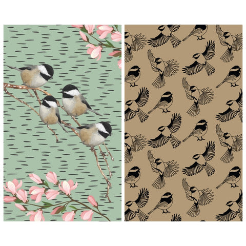 Chickadee Dual Sided Tea Towel Ultra Absorbent and Eco-Friendly