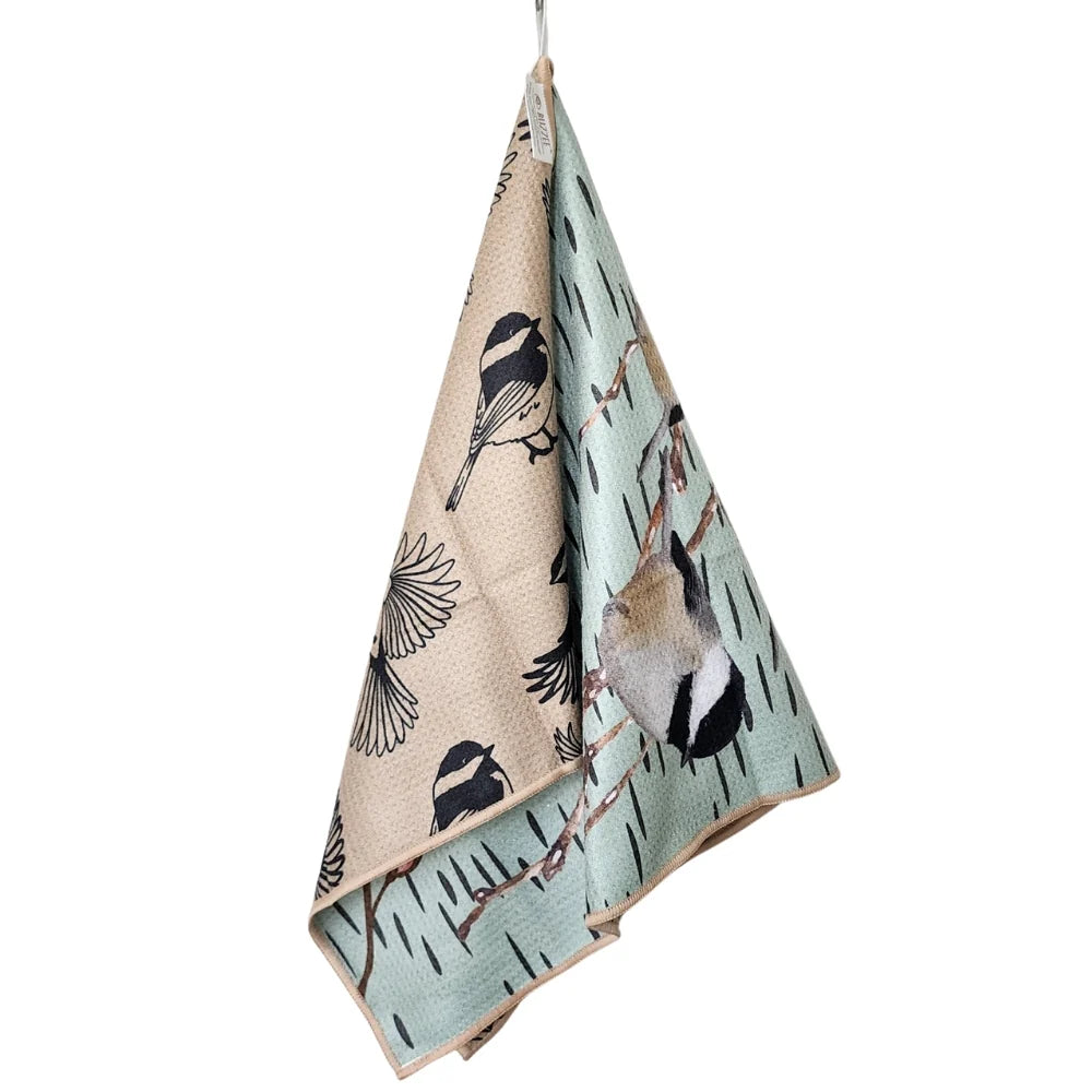 Chickadee Dual Sided Tea Towel Ultra Absorbent and Eco-Friendly