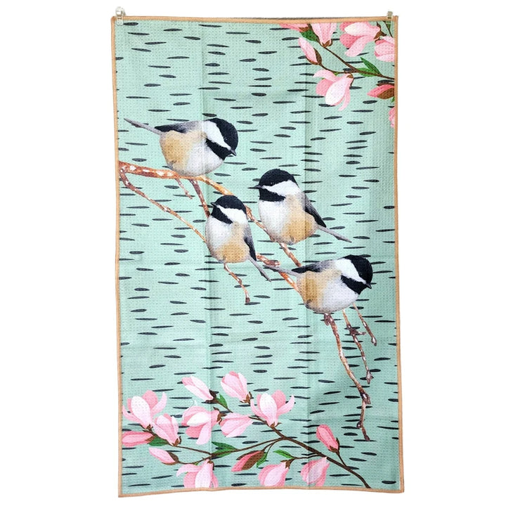 Chickadee Dual Sided Tea Towel Ultra Absorbent and Eco-Friendly