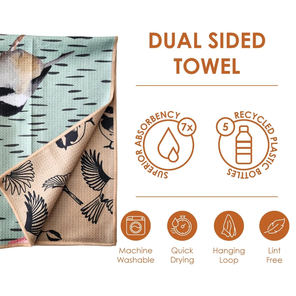 Chickadee Dual Sided Tea Towel Ultra Absorbent and Eco-Friendly