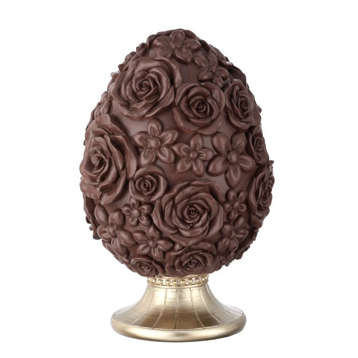 Chocolate Egg with Rose on Pedestal Figurine