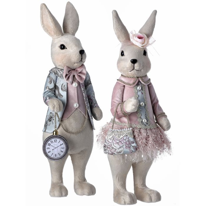 Elegant Easter Bunny Couple Statues