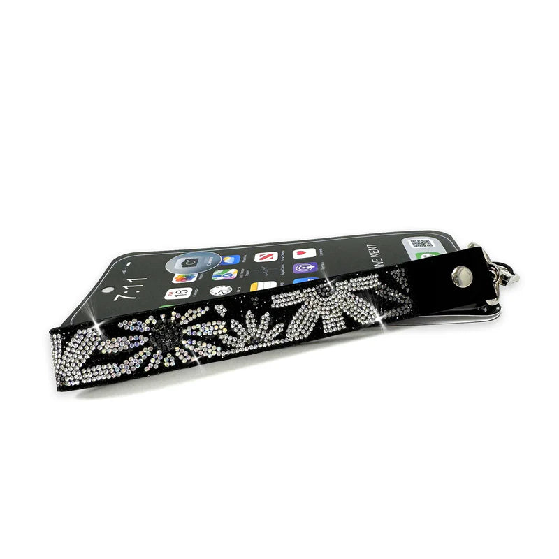 Flower Power Black_-Jacqueline Kent Phone Wrist Lanyard