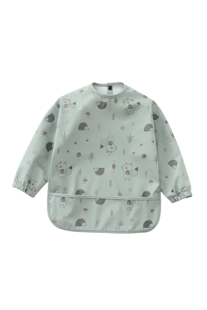 Long Sleeve Toddler Smock Baby Bib with elastic cuffs and pocket