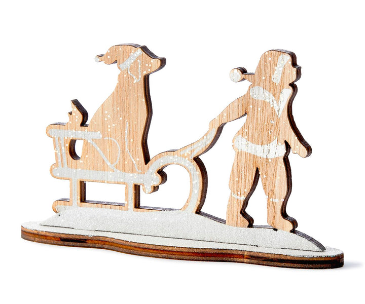 Winterville Wood Child Pulling Sled with Dog