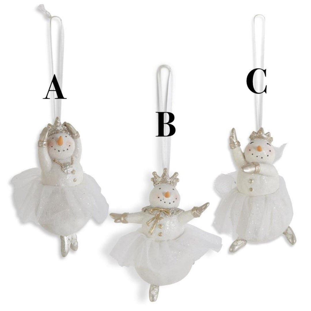 Glittered Snow Lady Ballerina Mice Ornaments