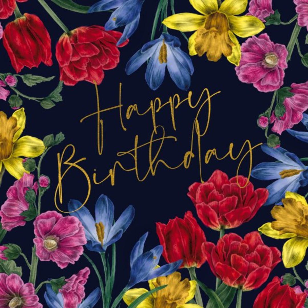 Happy Birthday Flowers Greeting Card