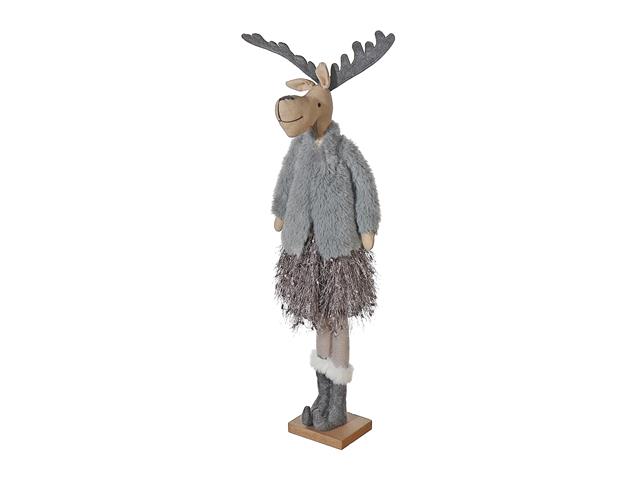 Standing Reindeer Wearing a Grey Sweater and Skirt