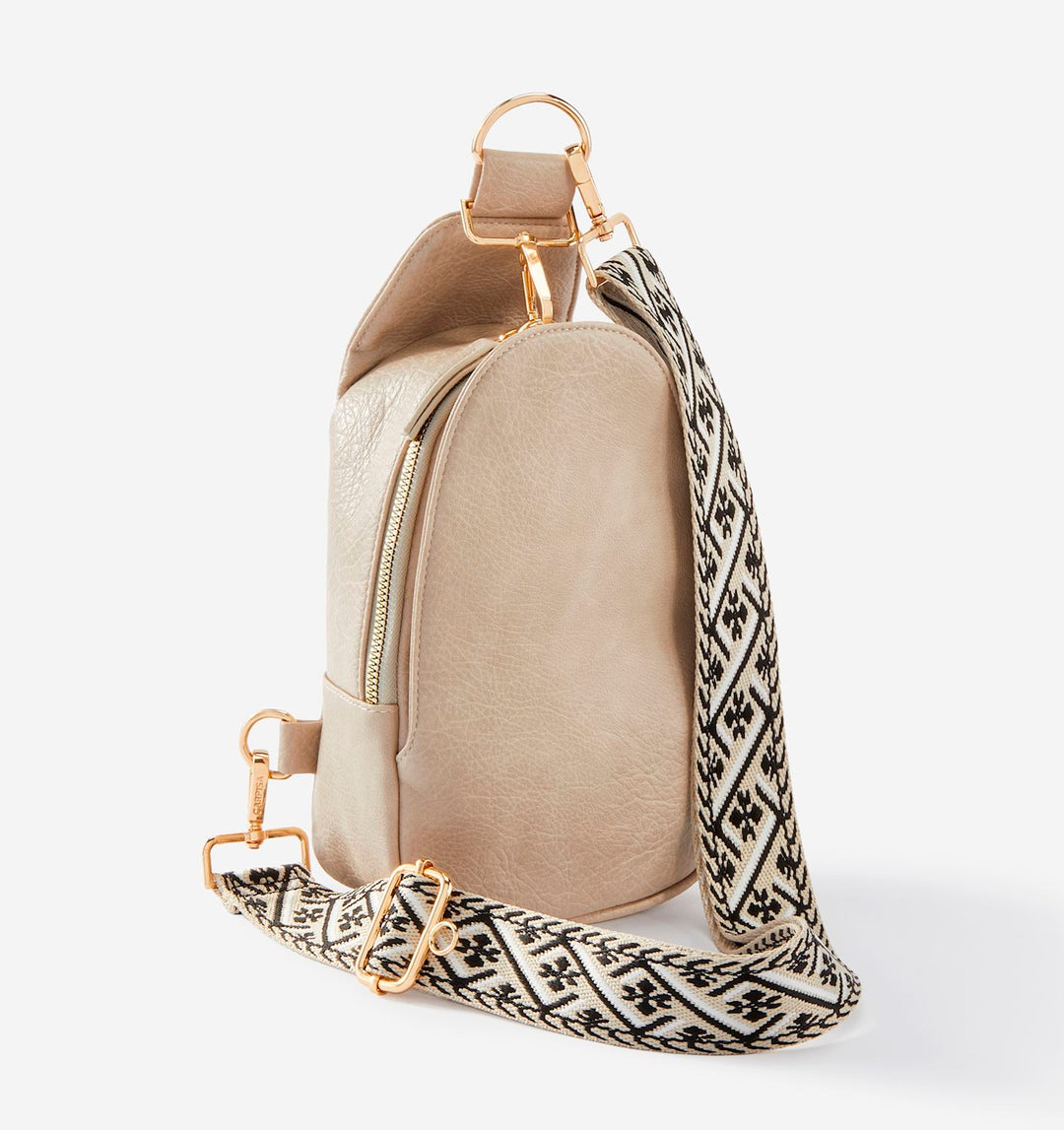 Interchangeable Bag Strap  Bold Woven Design with Gold Clasps Black and White
