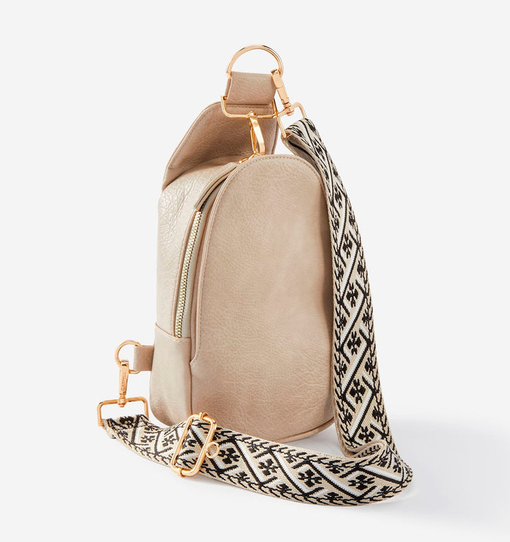 Interchangeable Bag Strap  Bold Woven Design with Gold Clasps Black and White