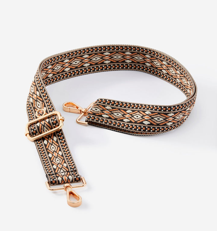 Interchangeable Bag Strap  Bold Woven Design with Gold Clasps Brown and Black 